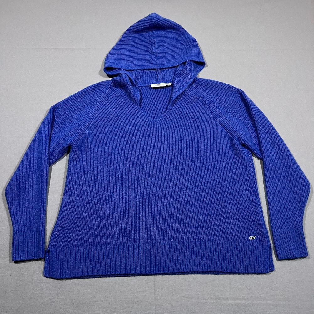 Vineyard Vines Royal Blue V-Neck Hooded Sweater